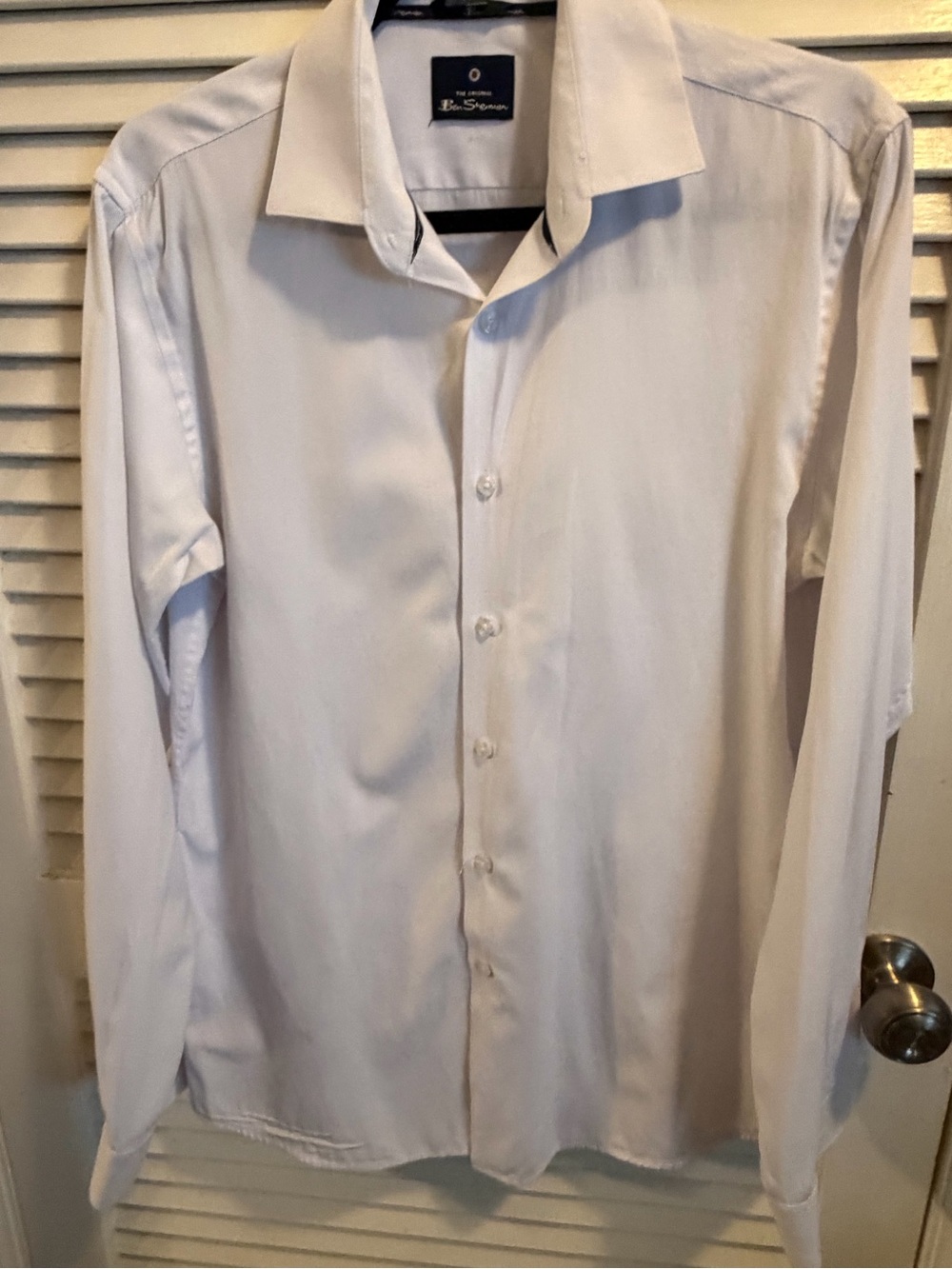 Ben Sherman White Long-Sleeve Dress Shirt Slim Fit Men’s 15/15 1/2, 34/35
